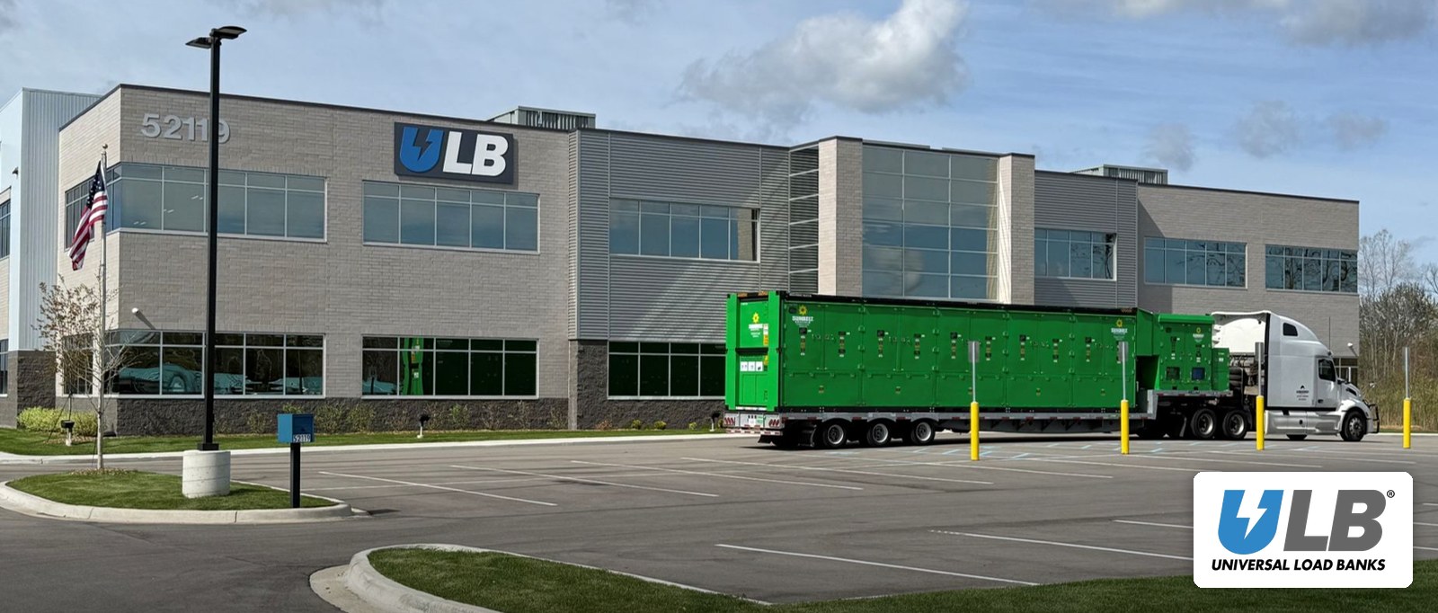 Universal Load Banks headquarters in Wixom, Michigan with equipment fleet in service